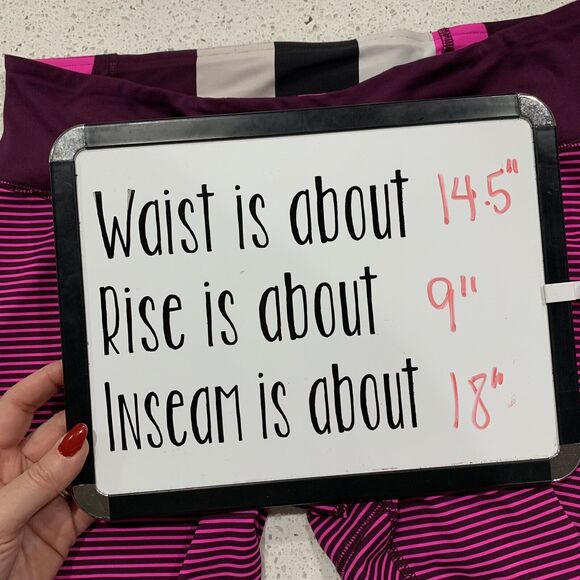 Lululemon Athletica Sz 8 Run For Your Life Crop Leggings Hyper Stripe Raspberry - Picture 9 of 10